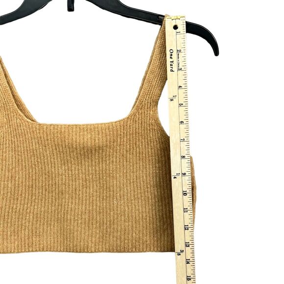 Everlane Crop Top Womens M Camel Tan Wool Yak Tank Square Neck Cozy Stretch NEW - Picture 5 of 11